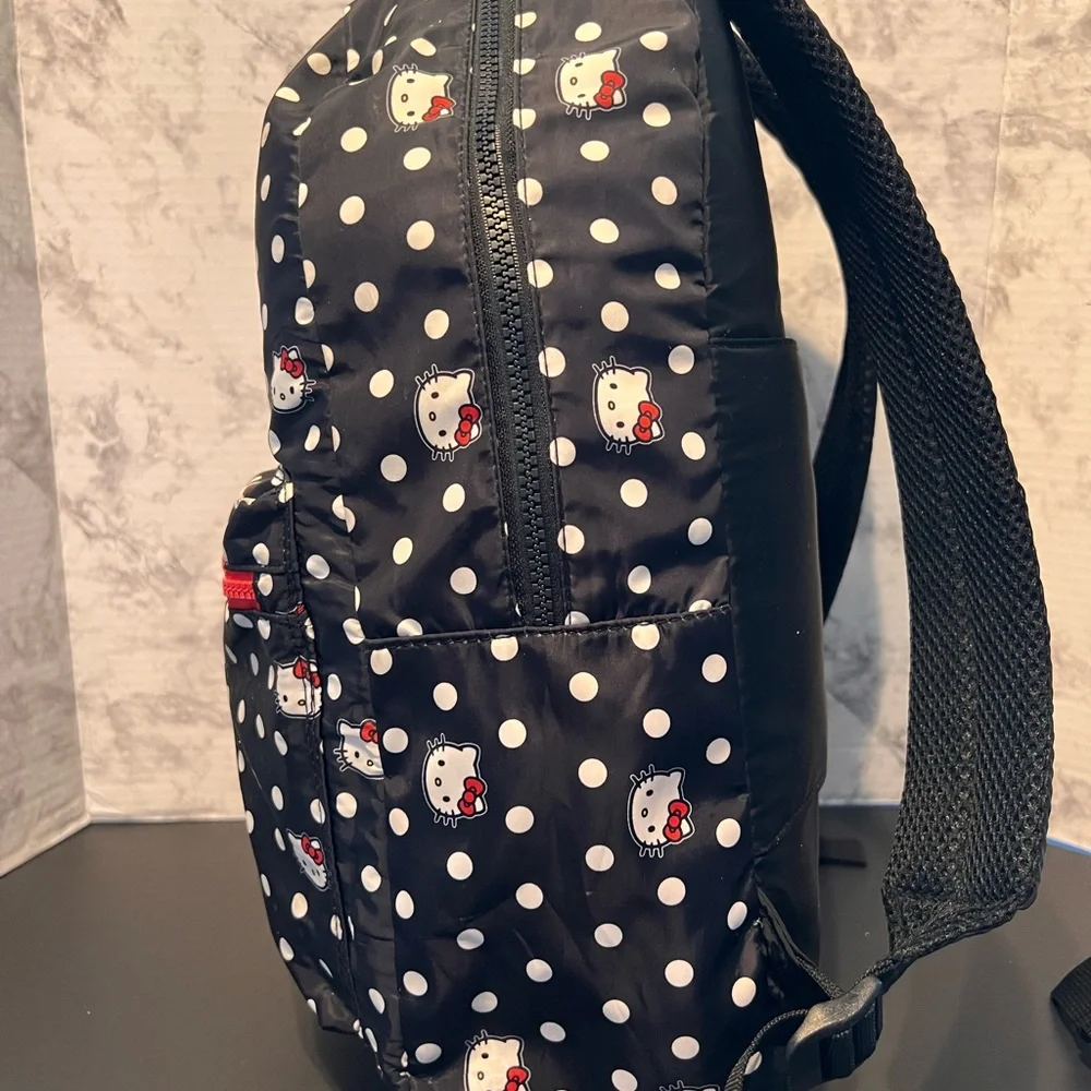 Hello Kitty Bioworld Backpack Back to School Collegiate‎ Polka Dots Black/White